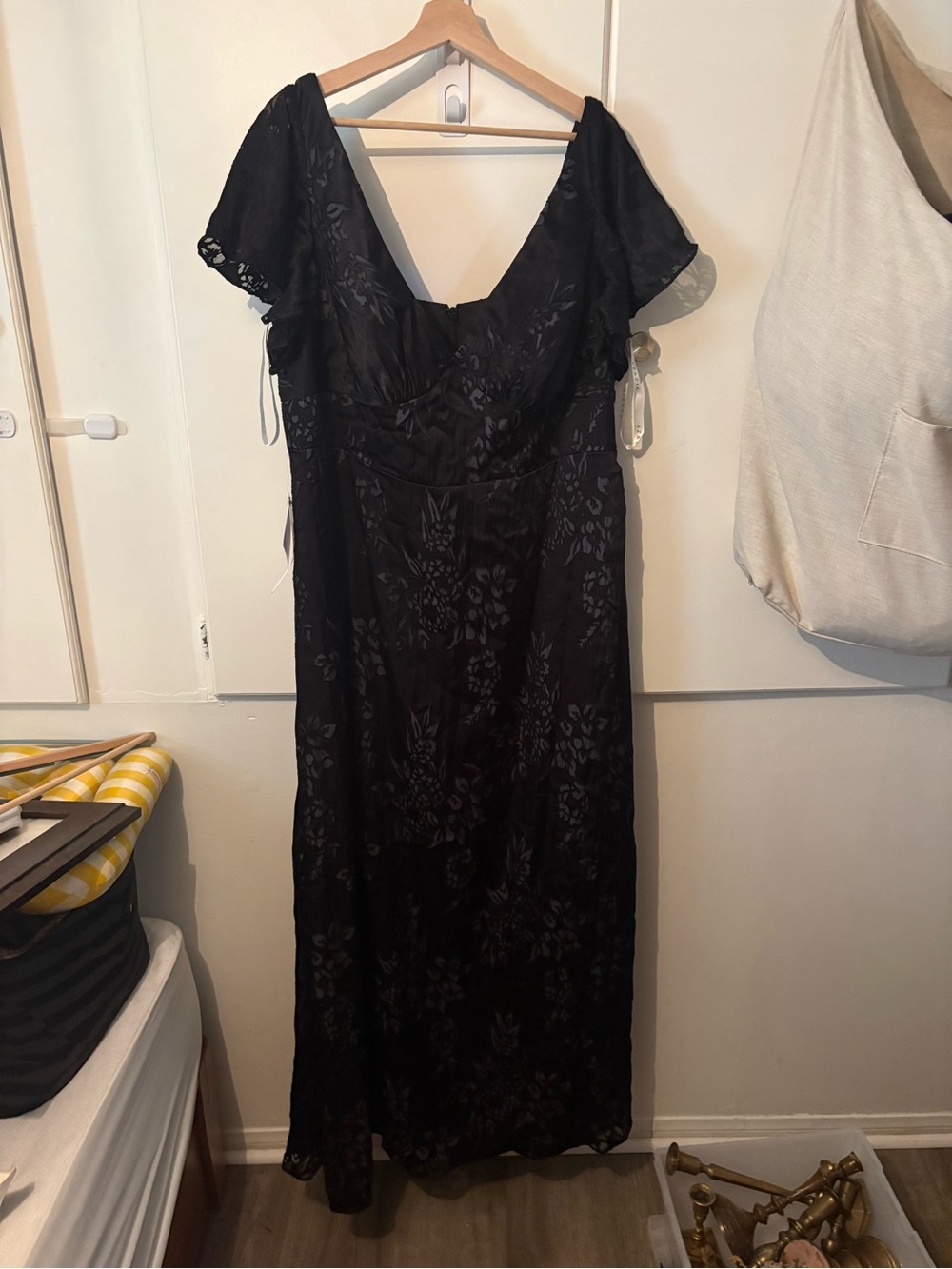 Azazie Black Floral Maxi Dress